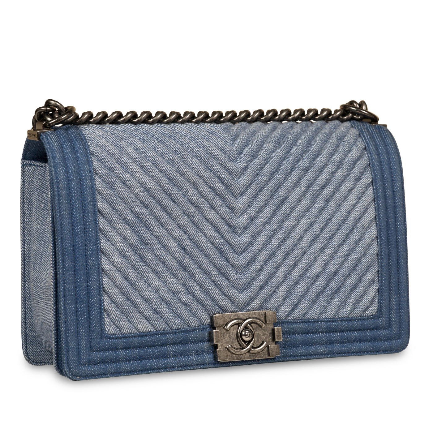 Chanel Denim Chevron Boy Bag - Medium