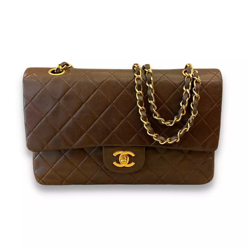 CHANEL BROWN LEATHER TIMELESS CLASSIQUE FLAP BAG
