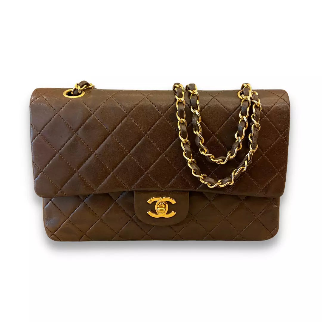 CHANEL BROWN LEATHER TIMELESS CLASSIQUE FLAP BAG