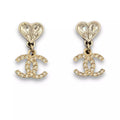 CHANEL CC HEART GOLD METAL EARRINGS