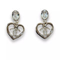 CHANEL CC HEART METAL & CRYSTALS EARRINGS
