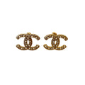 CHANEL CRYSTAL AND PEARLS STUD CC EARRINGS