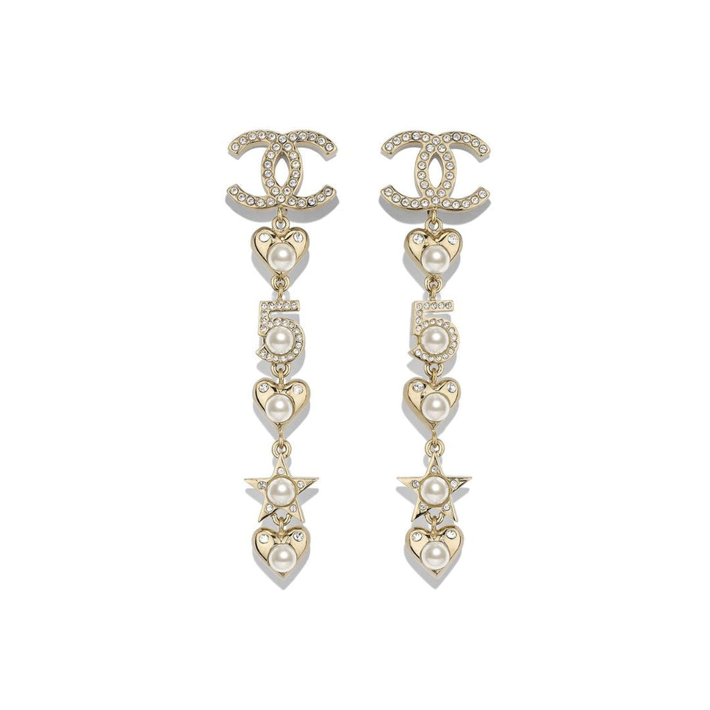 CHANEL STAR AND HEART CC DANGLE EARRINGS