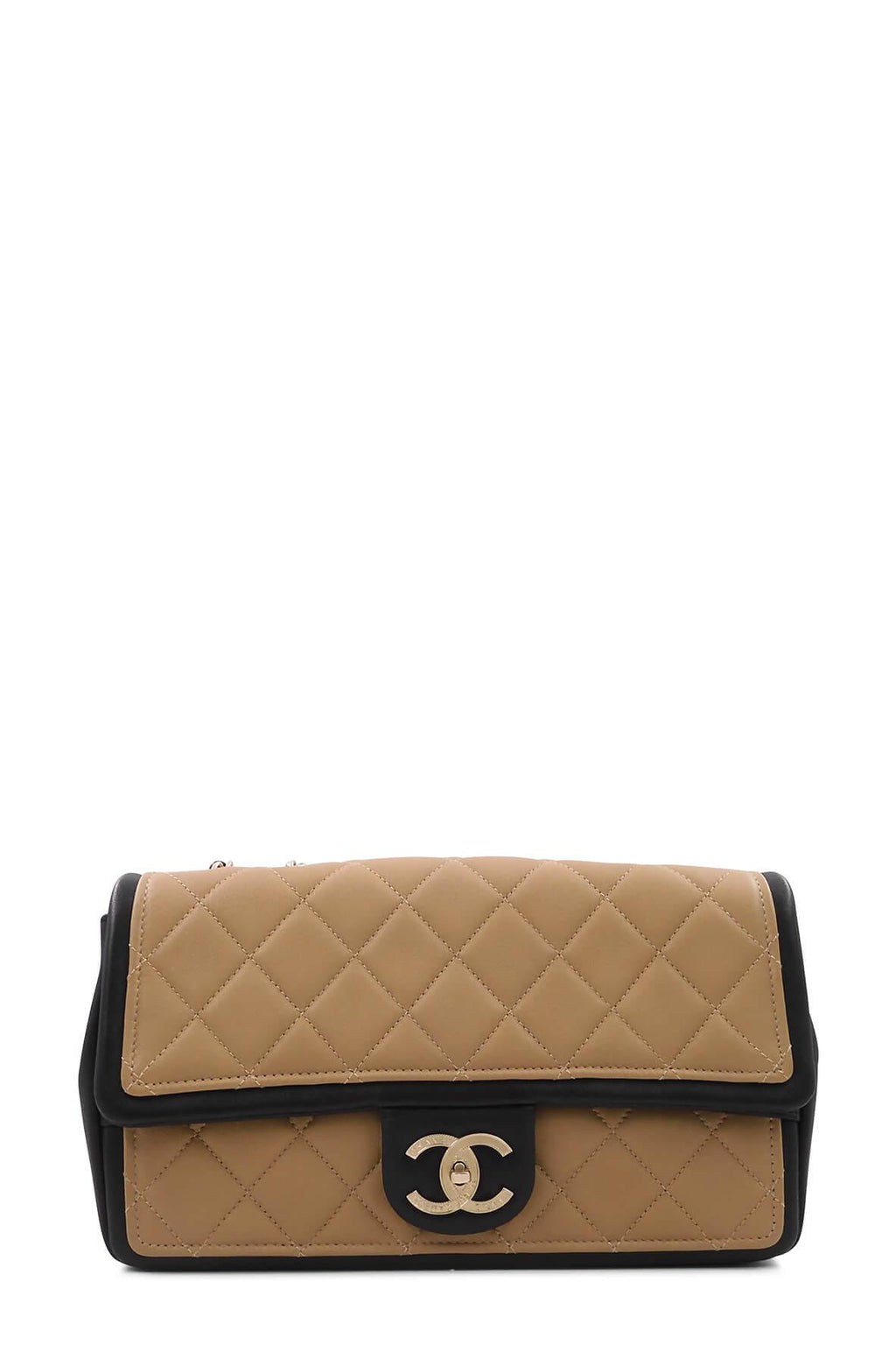 Medium Graphic Flap Bag Beige Black