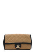 Medium Graphic Flap Bag Beige Black