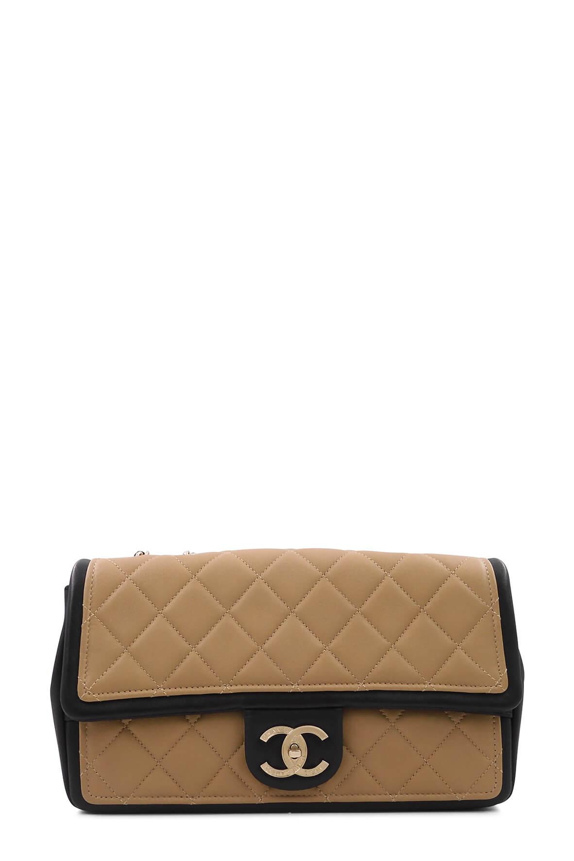 Medium Graphic Flap Bag Beige Black
