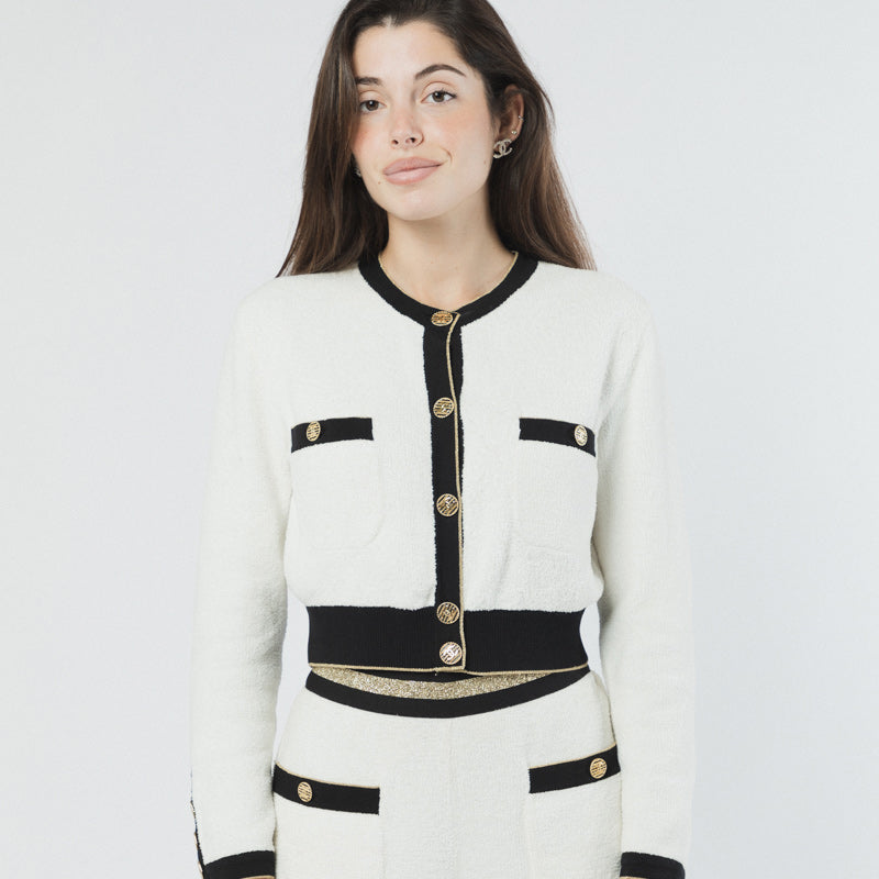 CHANEL WHITE & BLACK CLASSIC SUIT