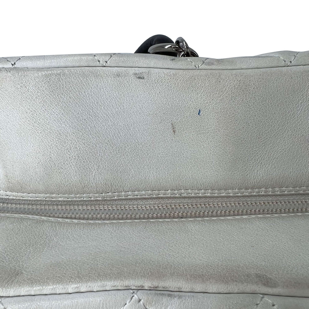 Chanel quilted calfskin leather reporter cambon white bag