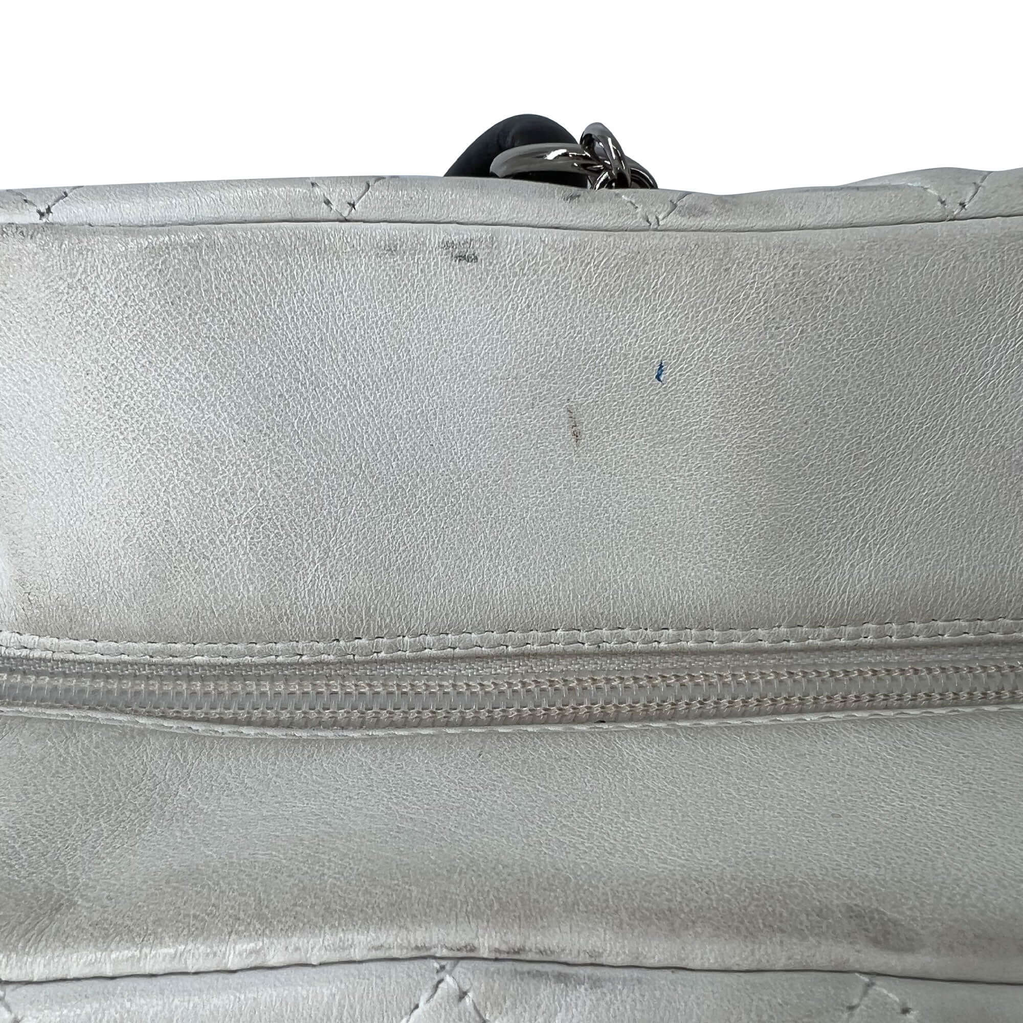 Chanel quilted calfskin leather reporter cambon white bag