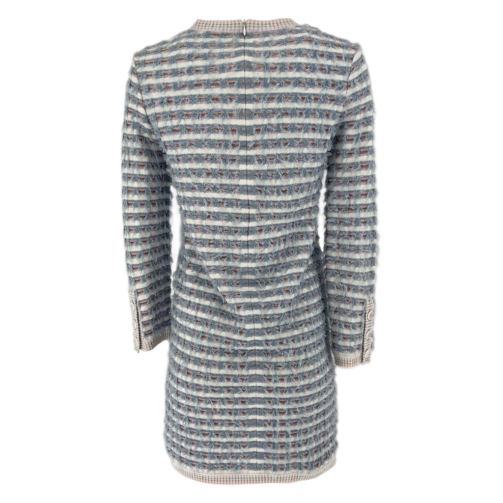 Pre owned Chanel La Pausa Striped Fringed Knit Mini Designer Dress