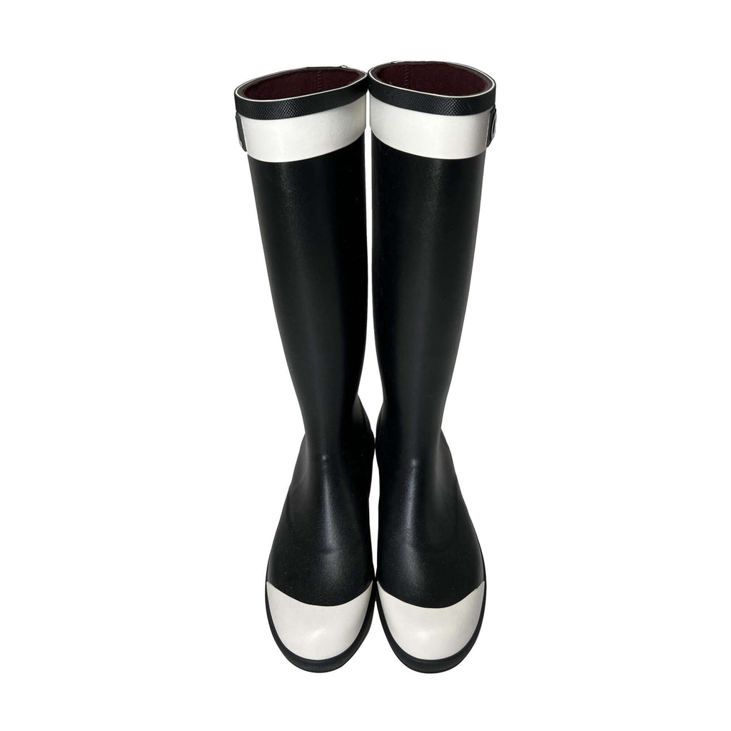 Pre owned Chanel logo white cap black Designer rain boots