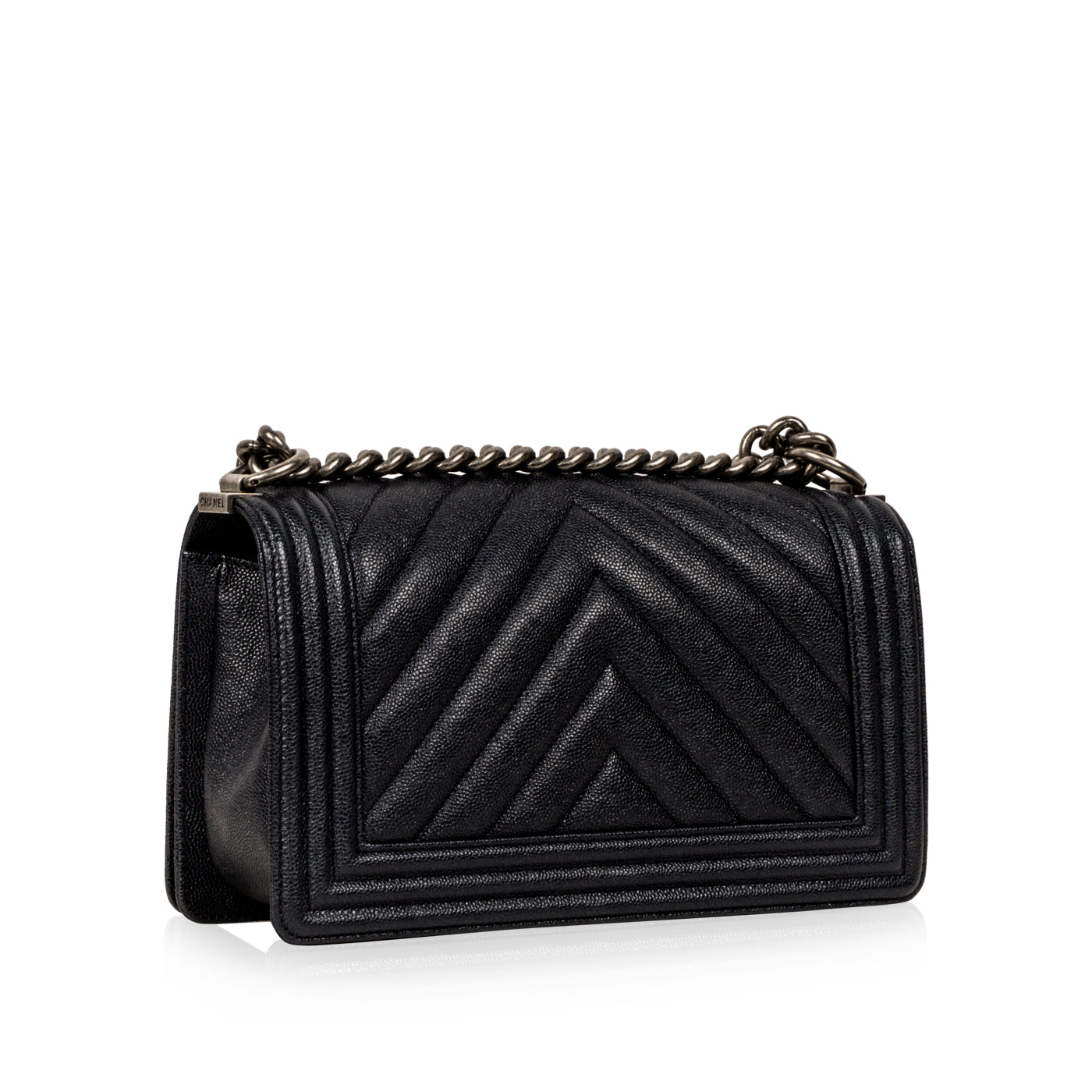 Chevron Boy Bag Medium - Blue Caviar