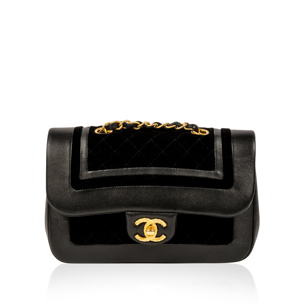 Velvet/Lambskin Flap Bag
