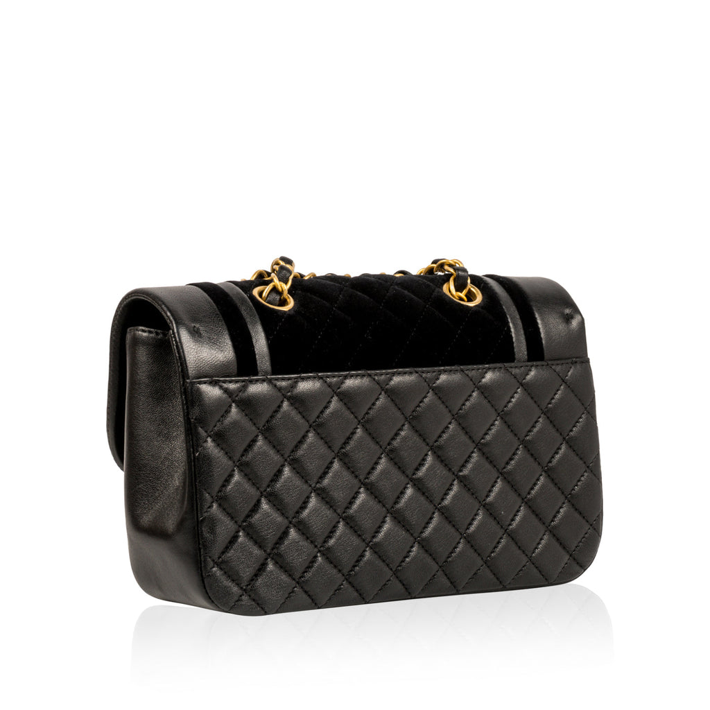 Velvet/Lambskin Flap Bag