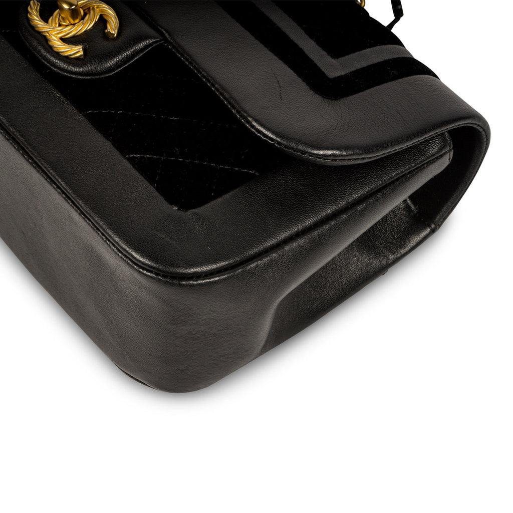 Velvet/Lambskin Flap Bag