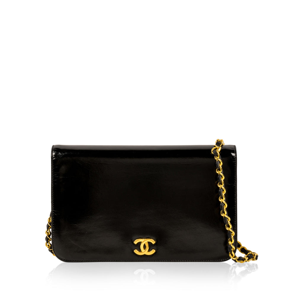Vintage Flap Bag - Black - Patent
