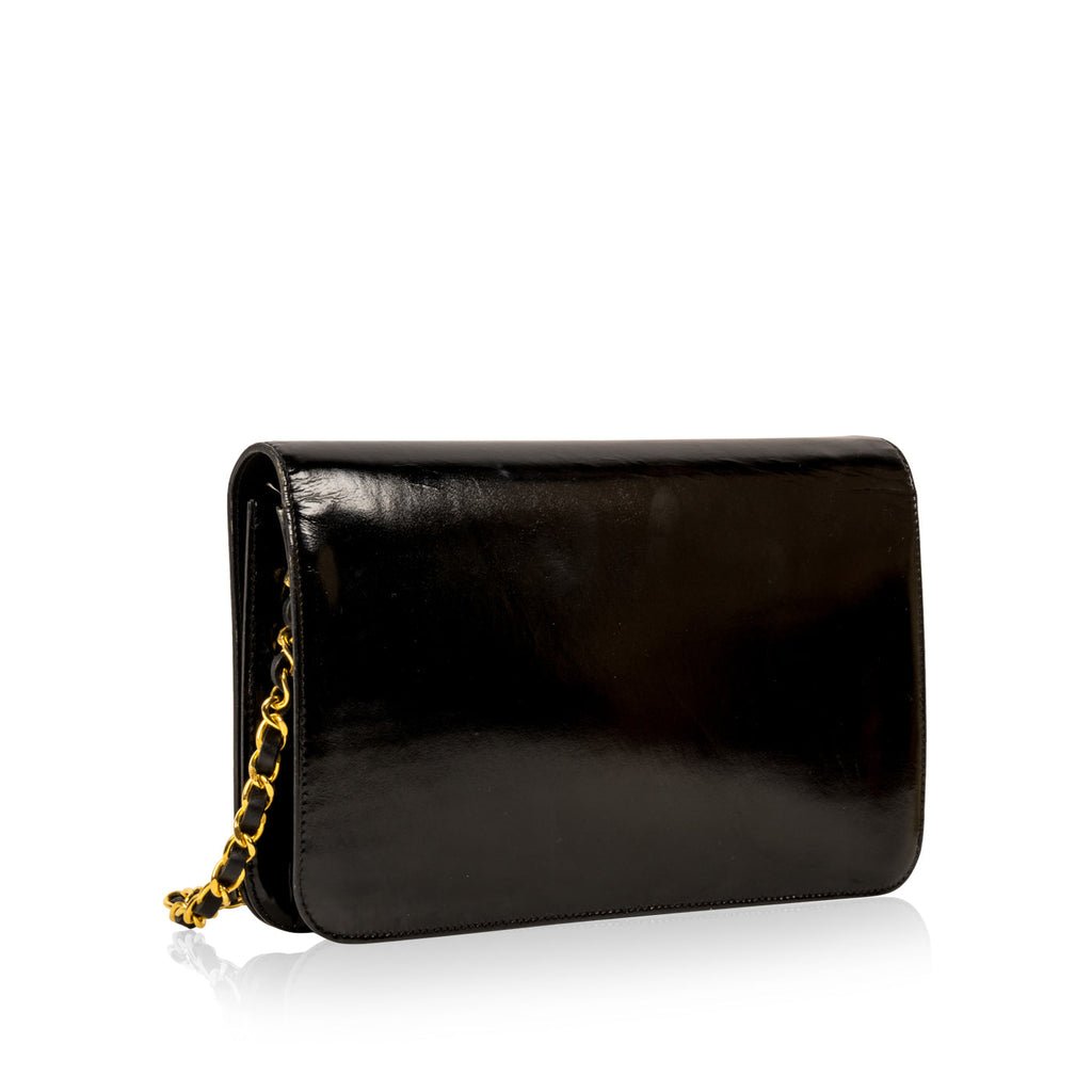 Vintage Flap Bag - Black - Patent
