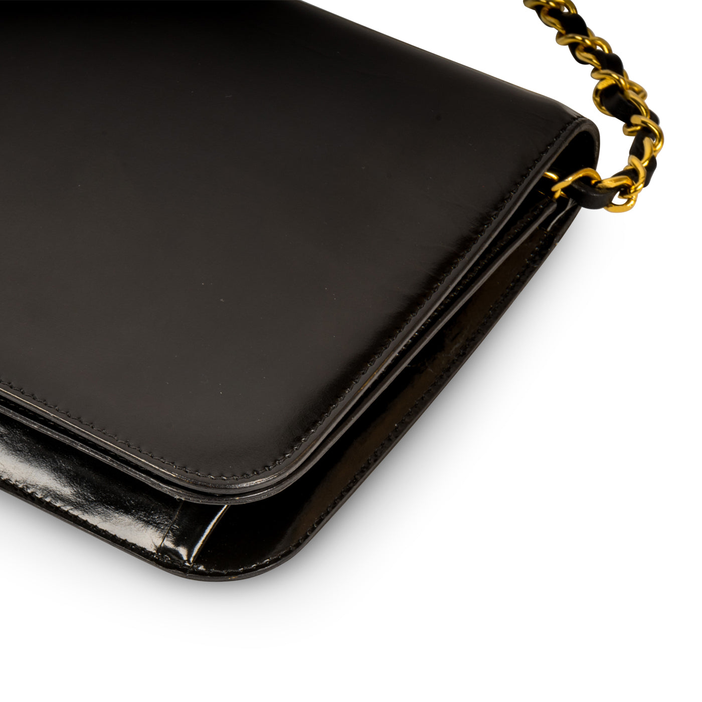 Vintage Flap Bag - Black - Patent