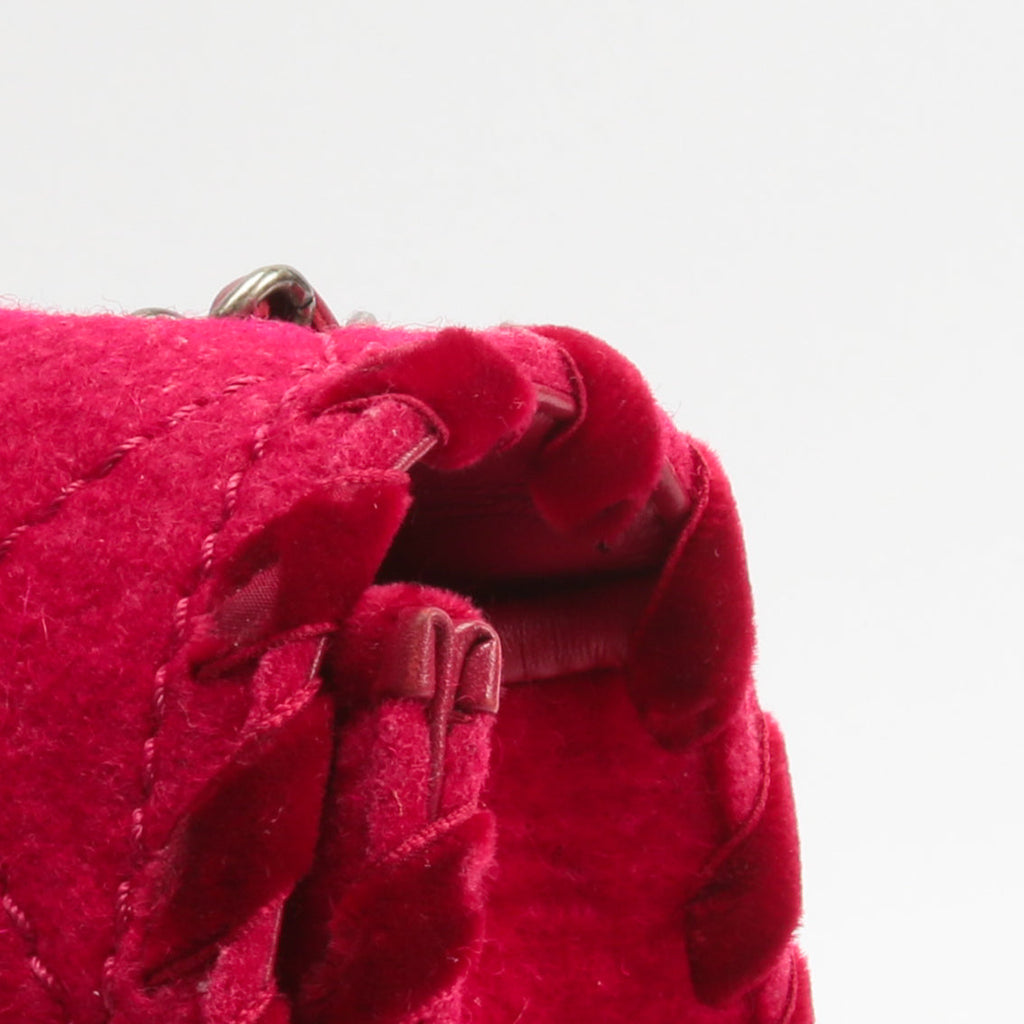 CHANEL Fancy Felt Flap Bag Dark Pink