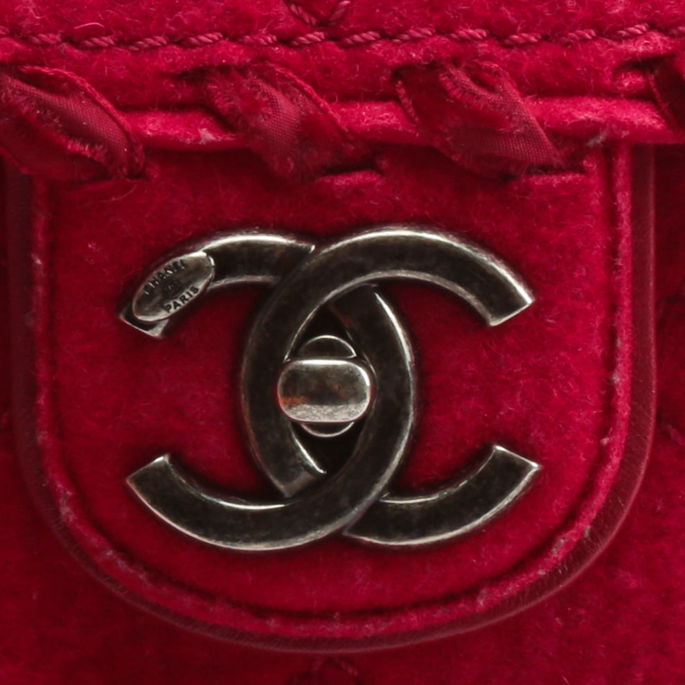 CHANEL Fancy Felt Flap Bag Dark Pink