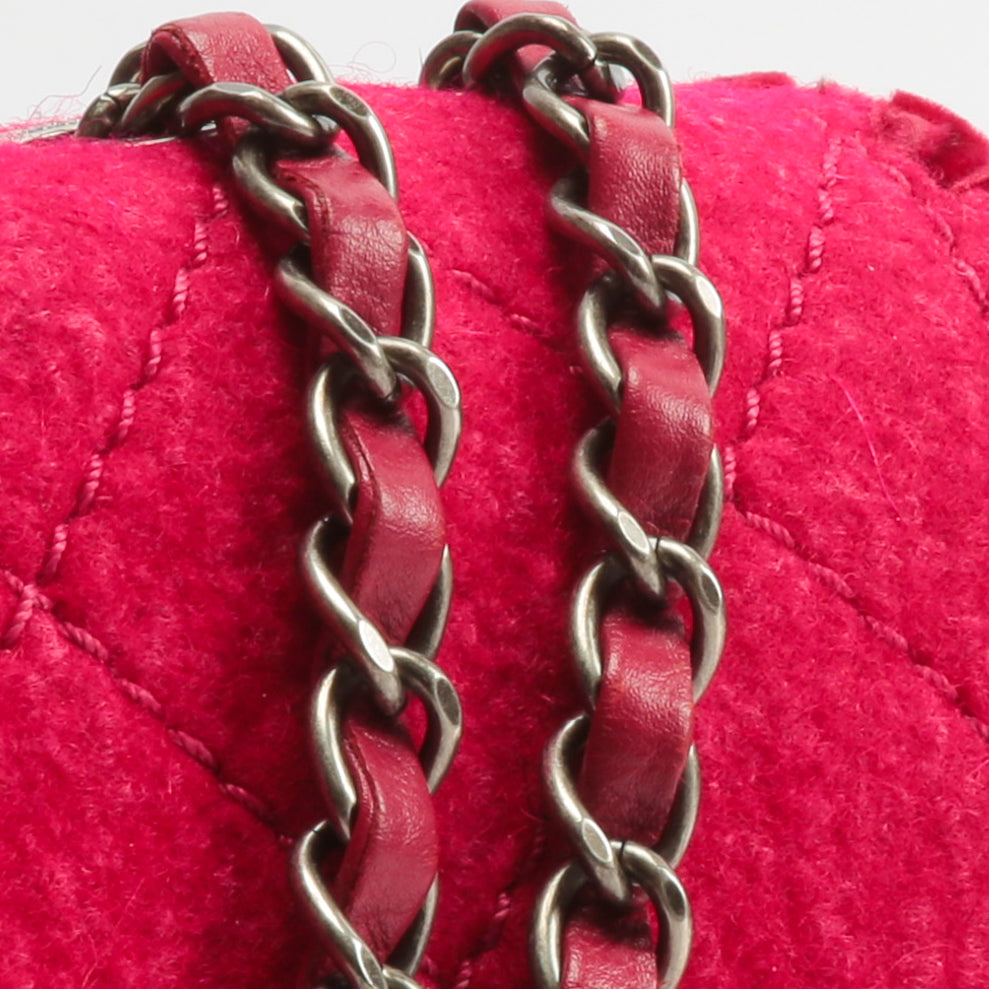 CHANEL Fancy Felt Flap Bag Dark Pink