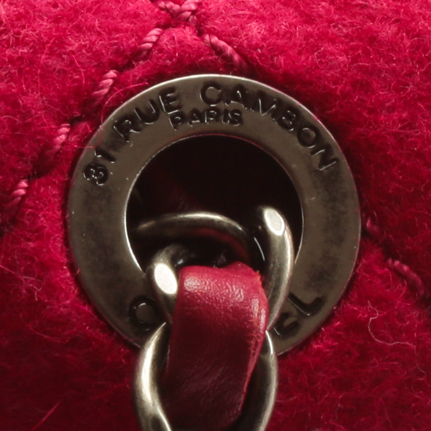 CHANEL Fancy Felt Flap Bag Dark Pink