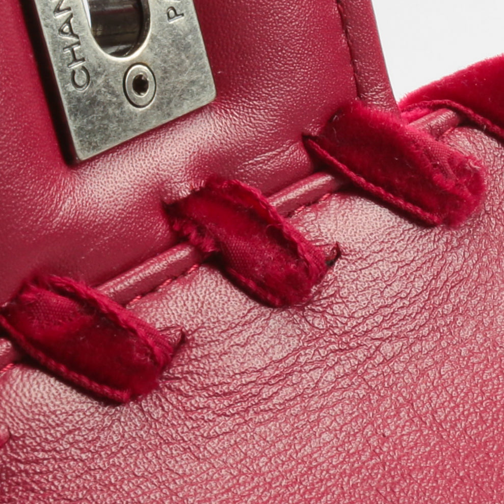 CHANEL Fancy Felt Flap Bag Dark Pink