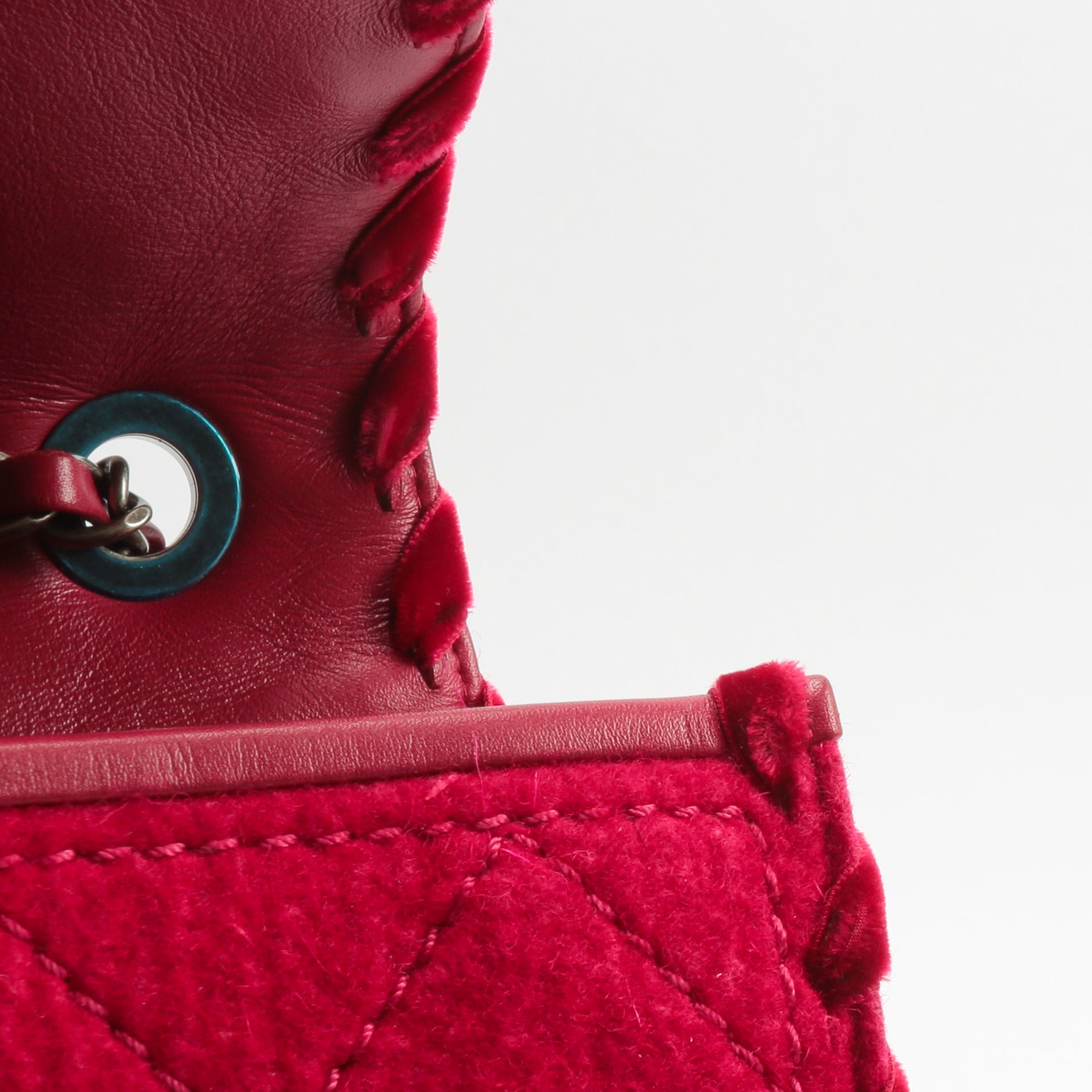 CHANEL Fancy Felt Flap Bag Dark Pink