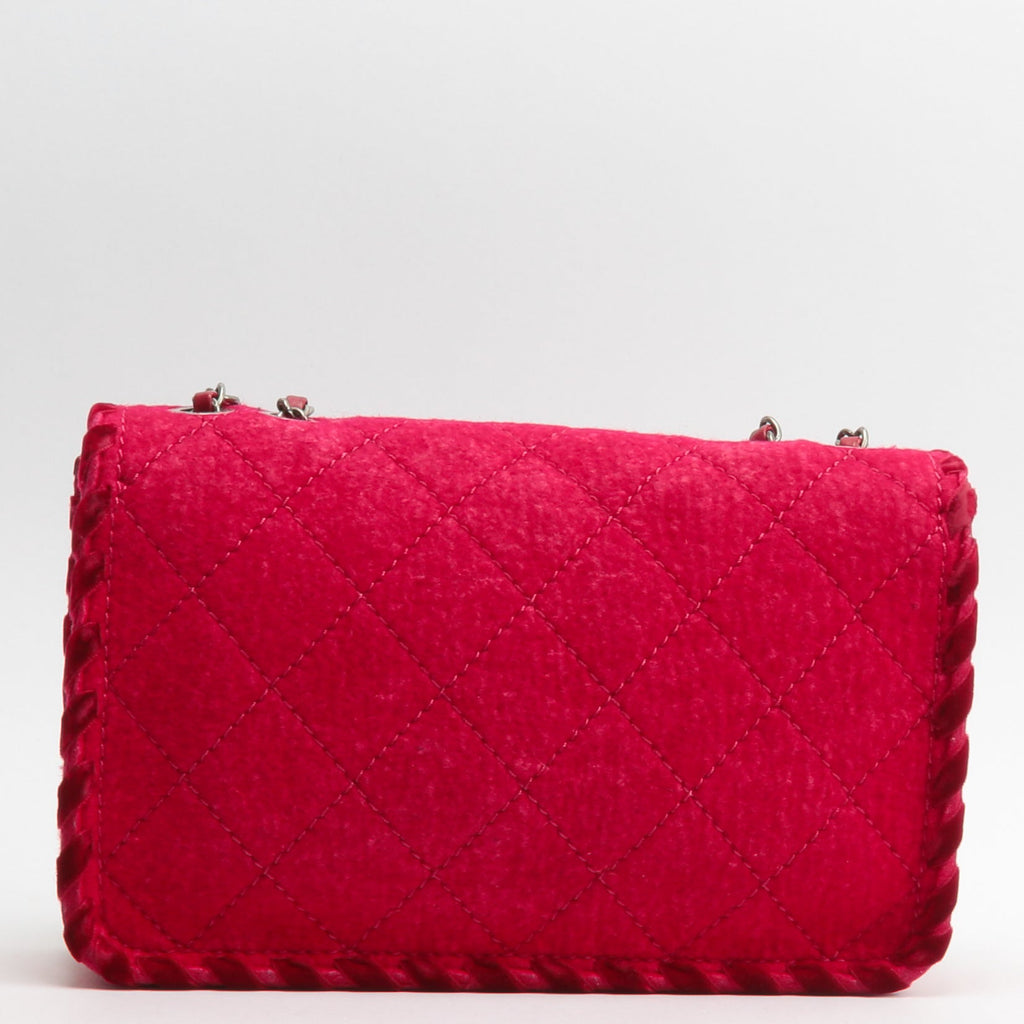 CHANEL Fancy Felt Flap Bag Dark Pink