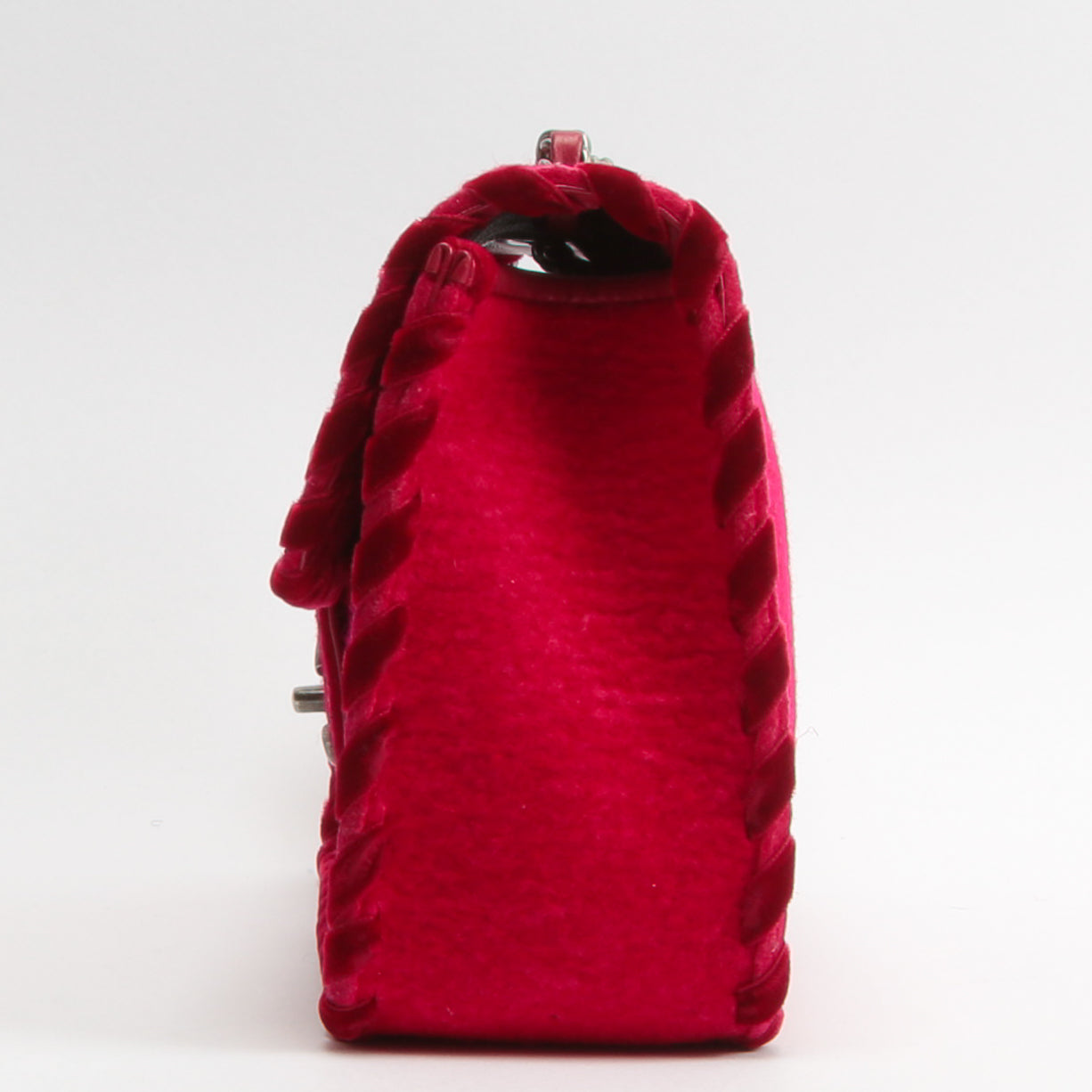 CHANEL Fancy Felt Flap Bag Dark Pink