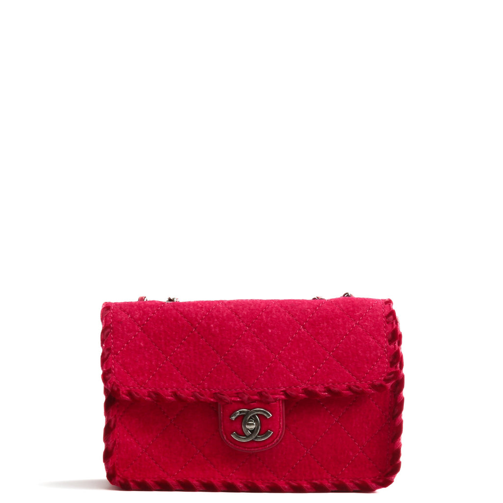 CHANEL Fancy Felt Flap Bag Dark Pink