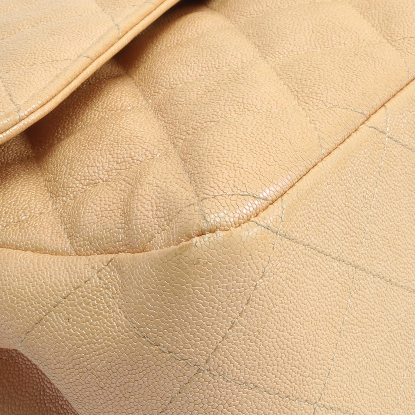CHANEL Jumbo Quilted Double Flap Caviar Beige Iridescent