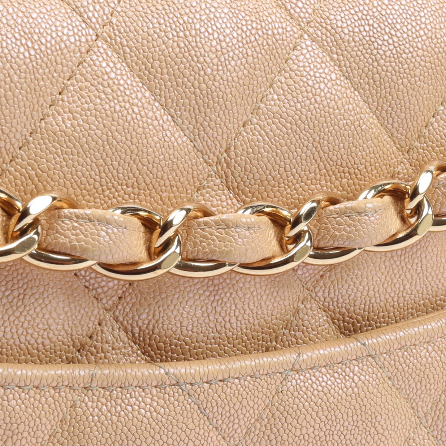 CHANEL Jumbo Quilted Double Flap Caviar Beige Iridescent