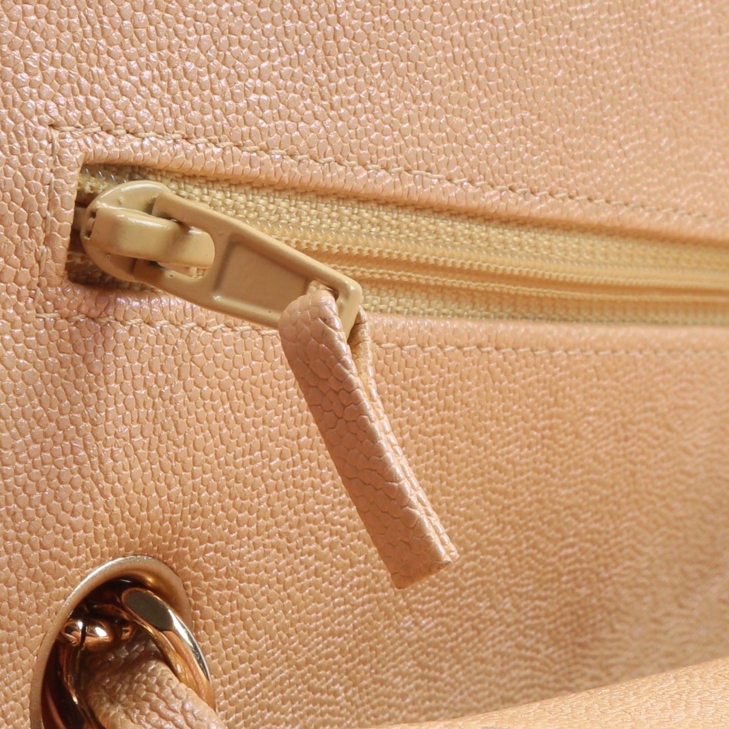 CHANEL Jumbo Quilted Double Flap Caviar Beige Iridescent