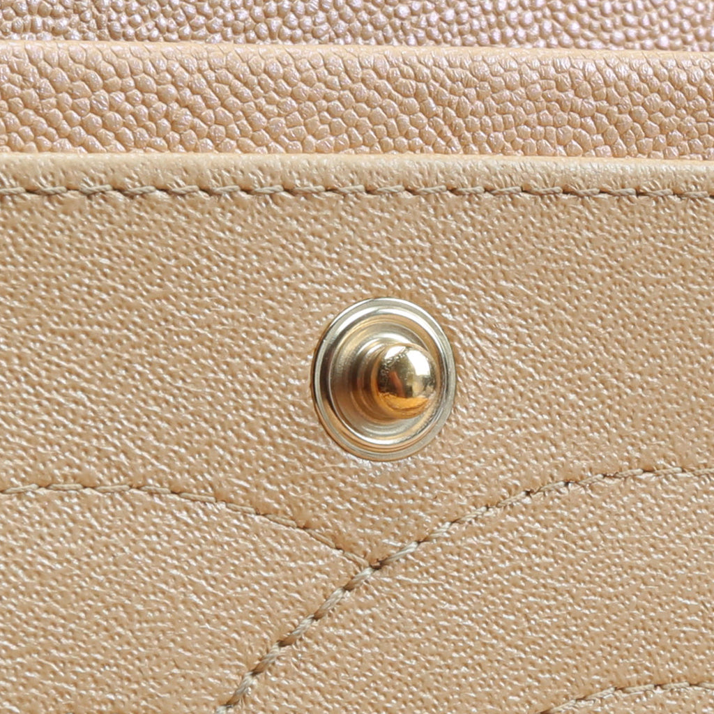 CHANEL Jumbo Quilted Double Flap Caviar Beige Iridescent