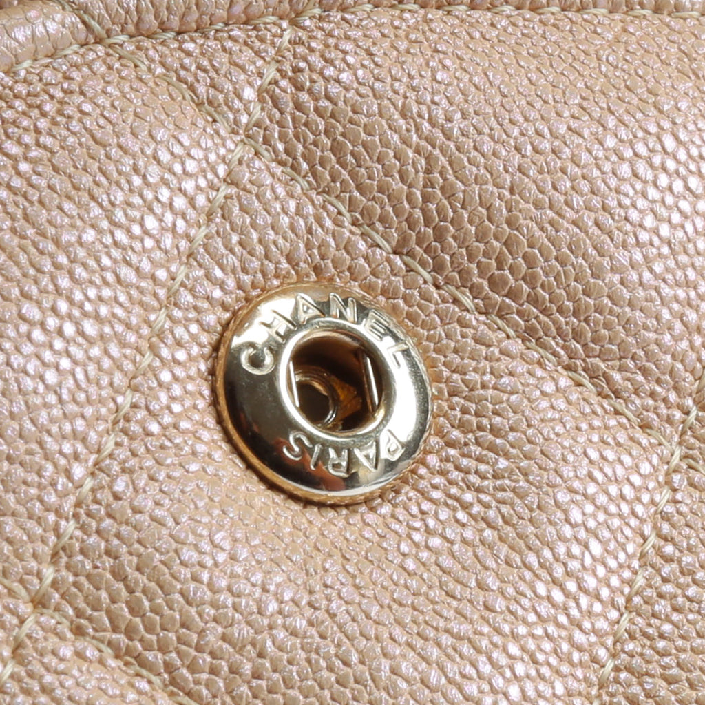 CHANEL Jumbo Quilted Double Flap Caviar Beige Iridescent