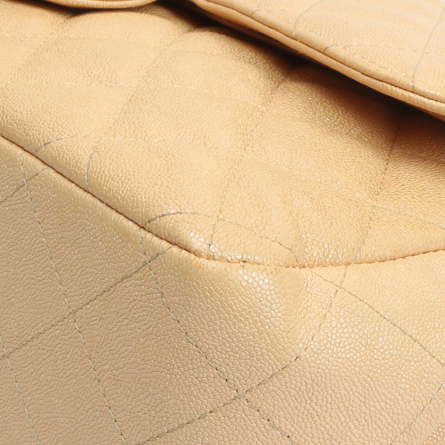 CHANEL Jumbo Quilted Double Flap Caviar Beige Iridescent