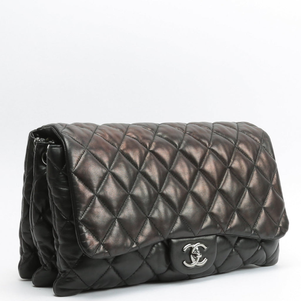 CHANEL Maxi 3 Accordion Flap Black Bag OUTLET FINAL SALE