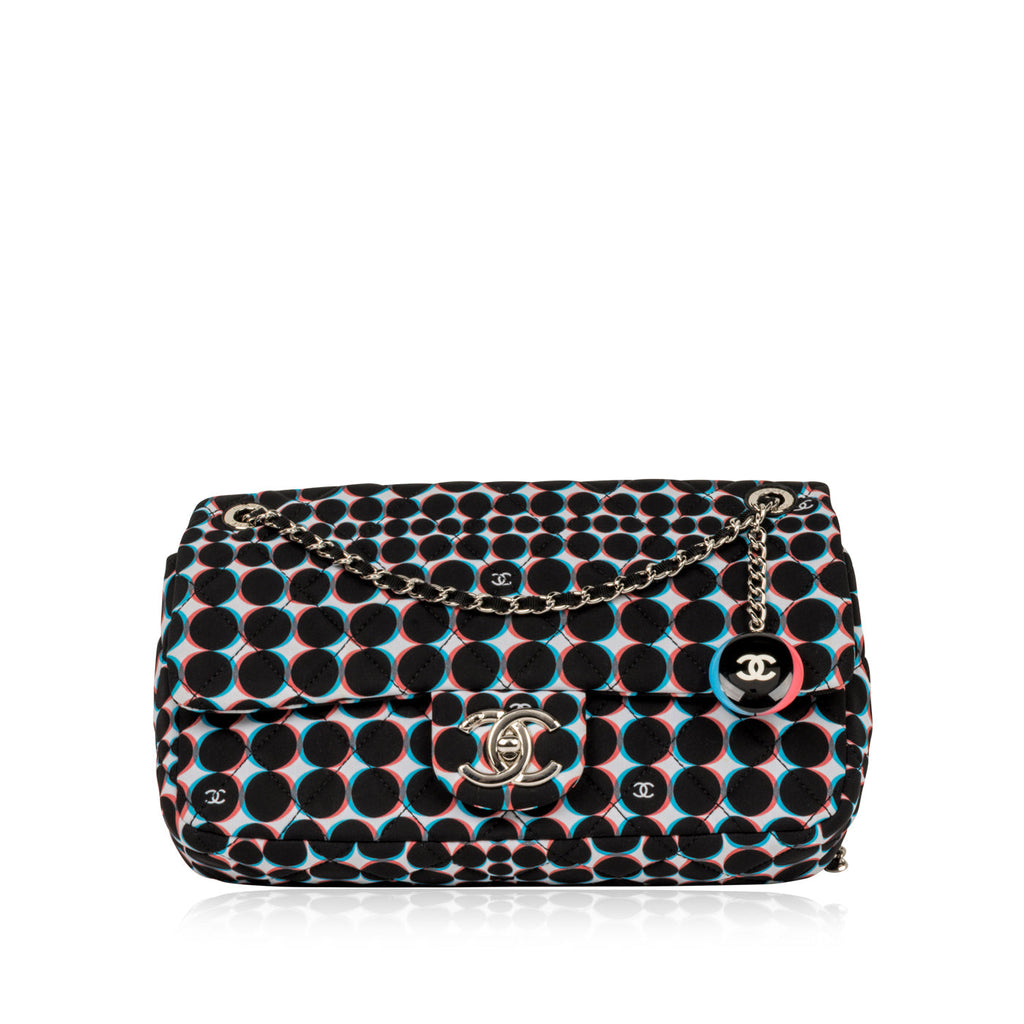 Chanel Polka-Dot Nylon Flap Bag