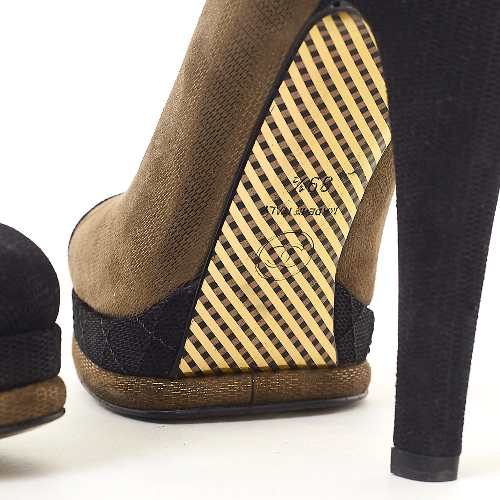 Khaki Cap Toe CC Platform Pumps