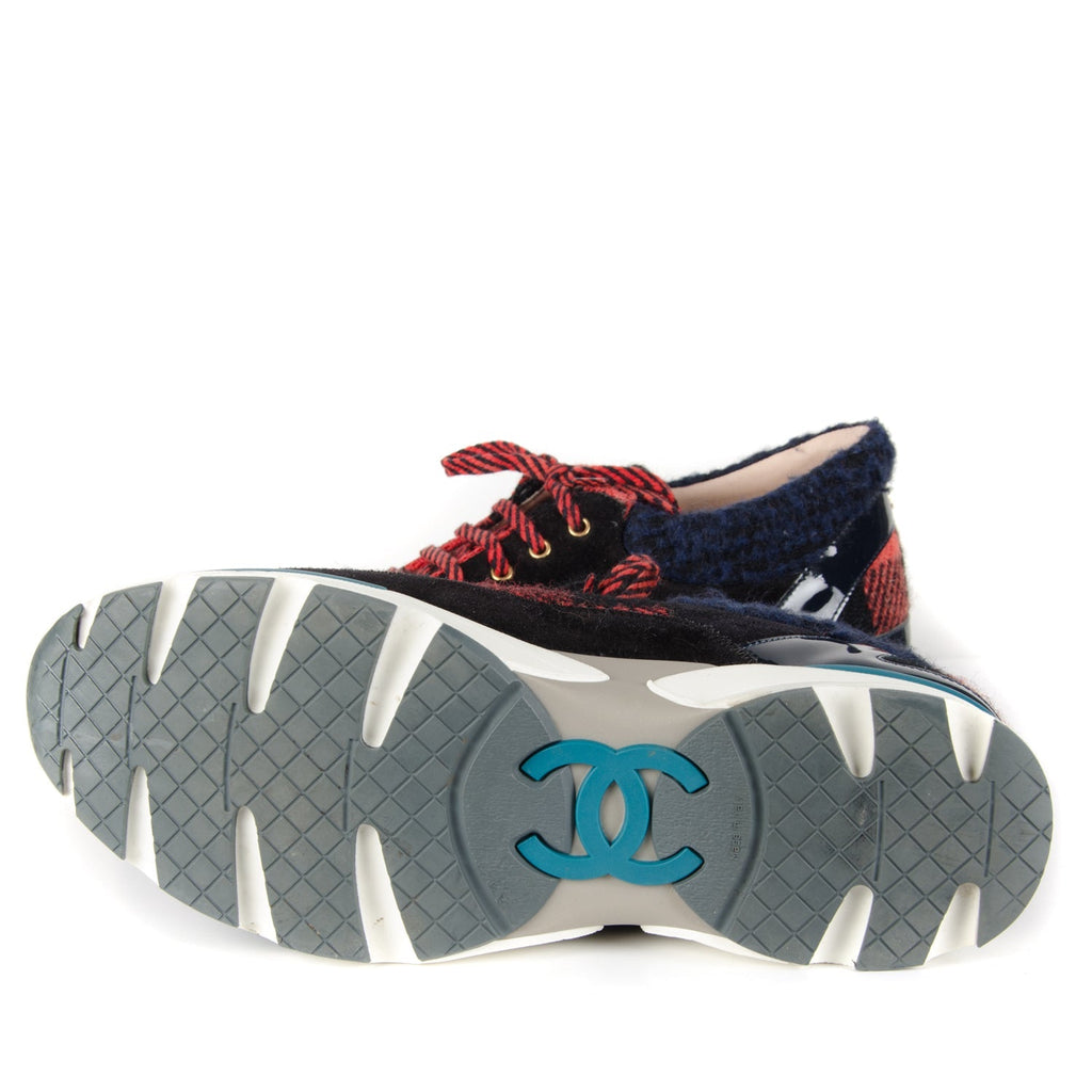 Tweed Patent Leather Sneakers