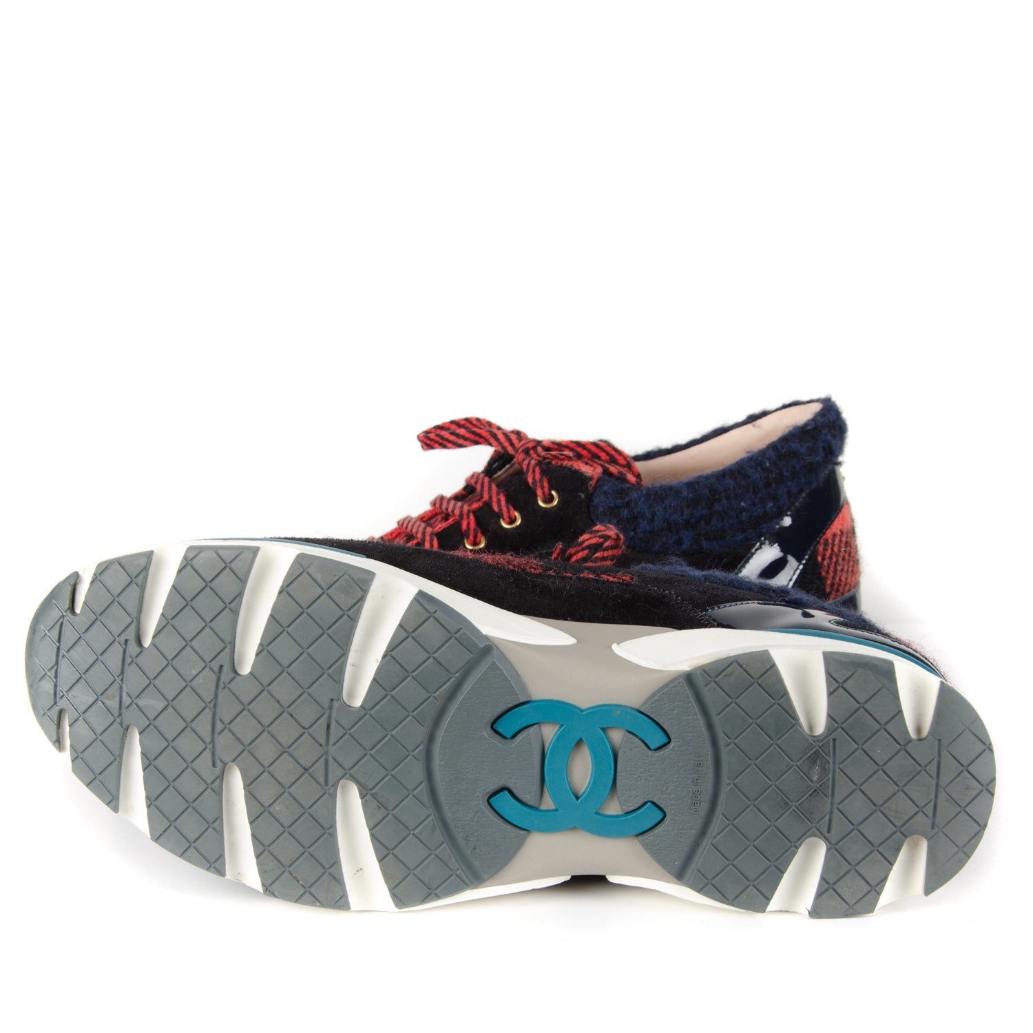 Tweed Patent Leather Sneakers
