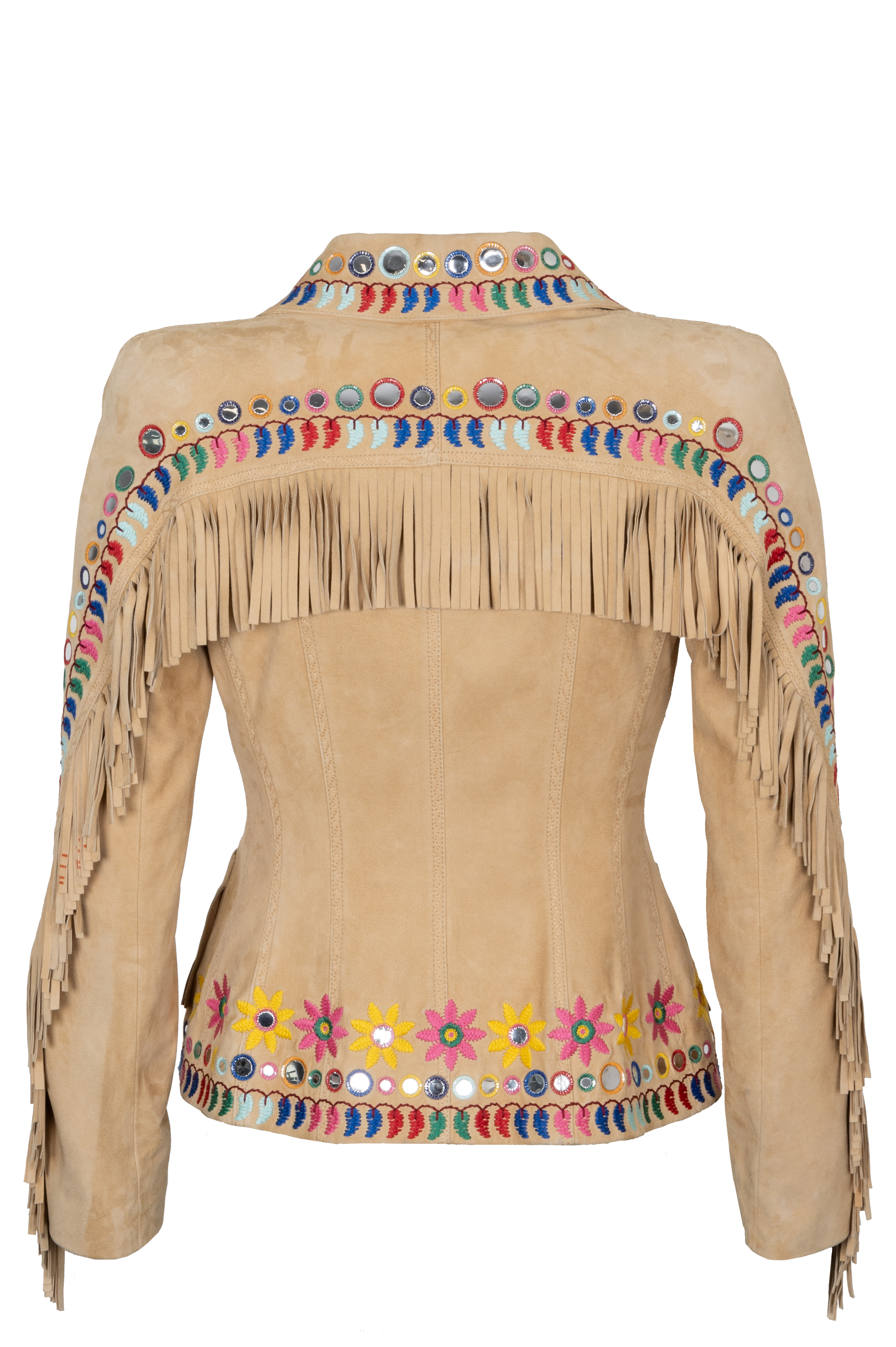 CHRISTIAN DIOR Embroidered Fringed Suede Leather Jacket