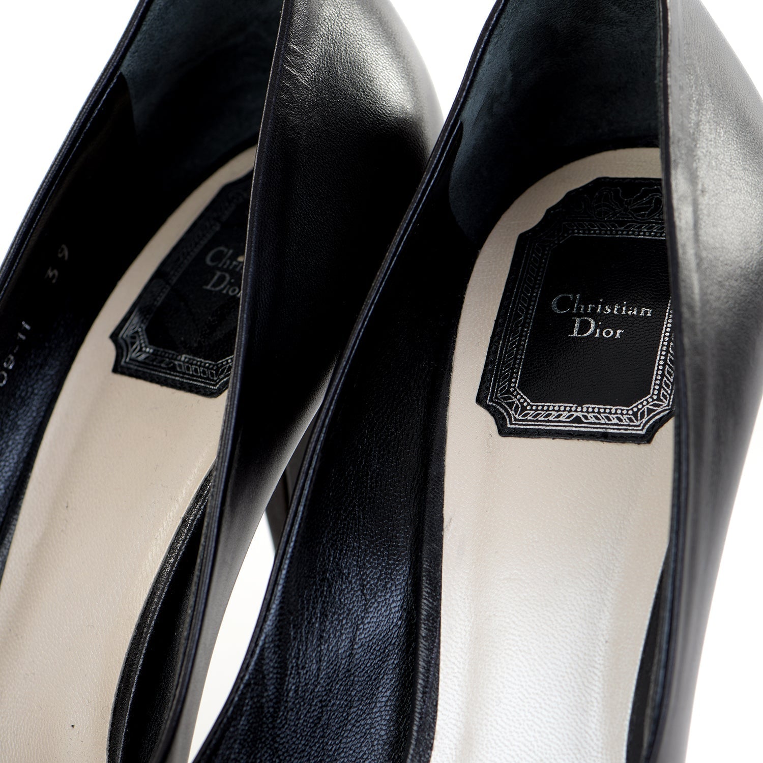 Black Leather Pointed Courts