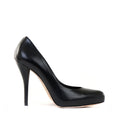 Black Leather Pointed Courts