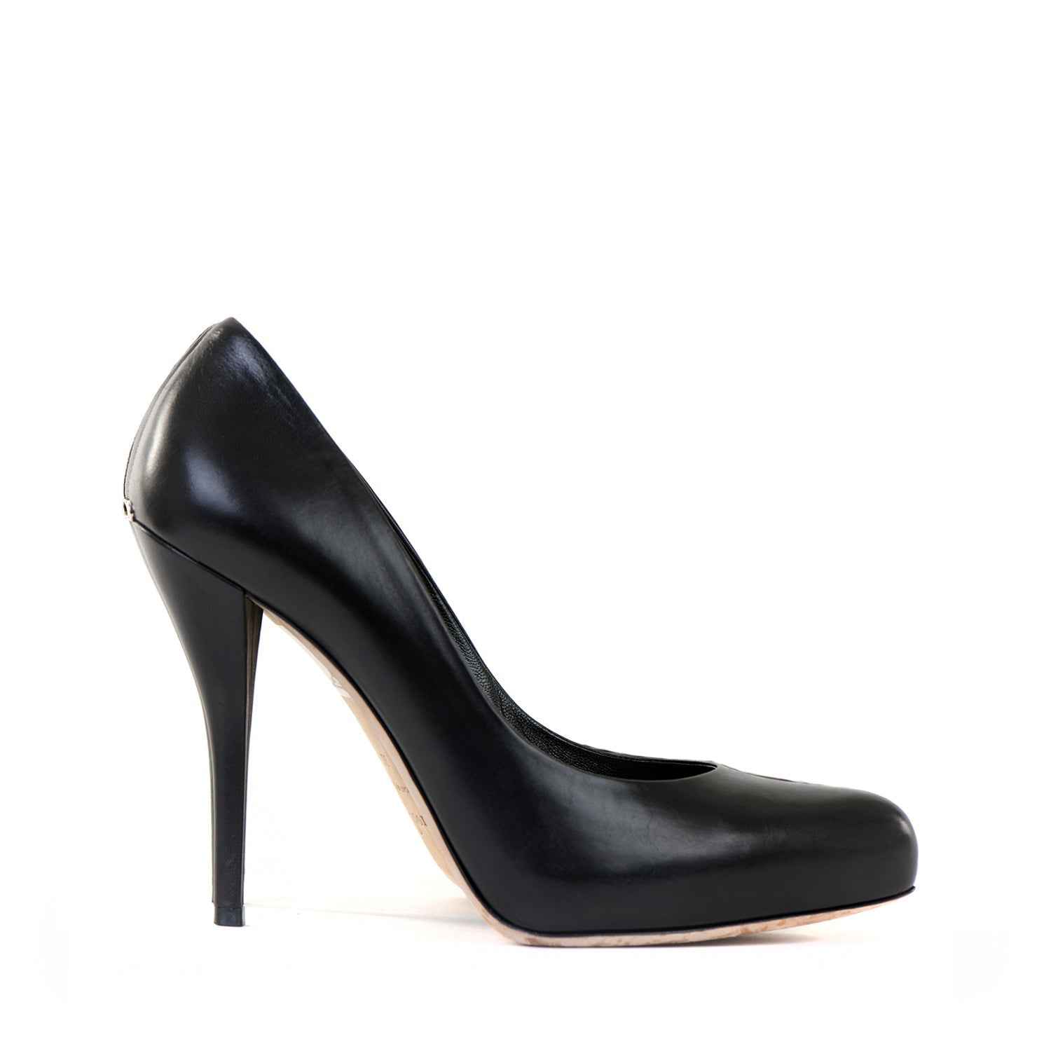 Black Leather Pointed Courts