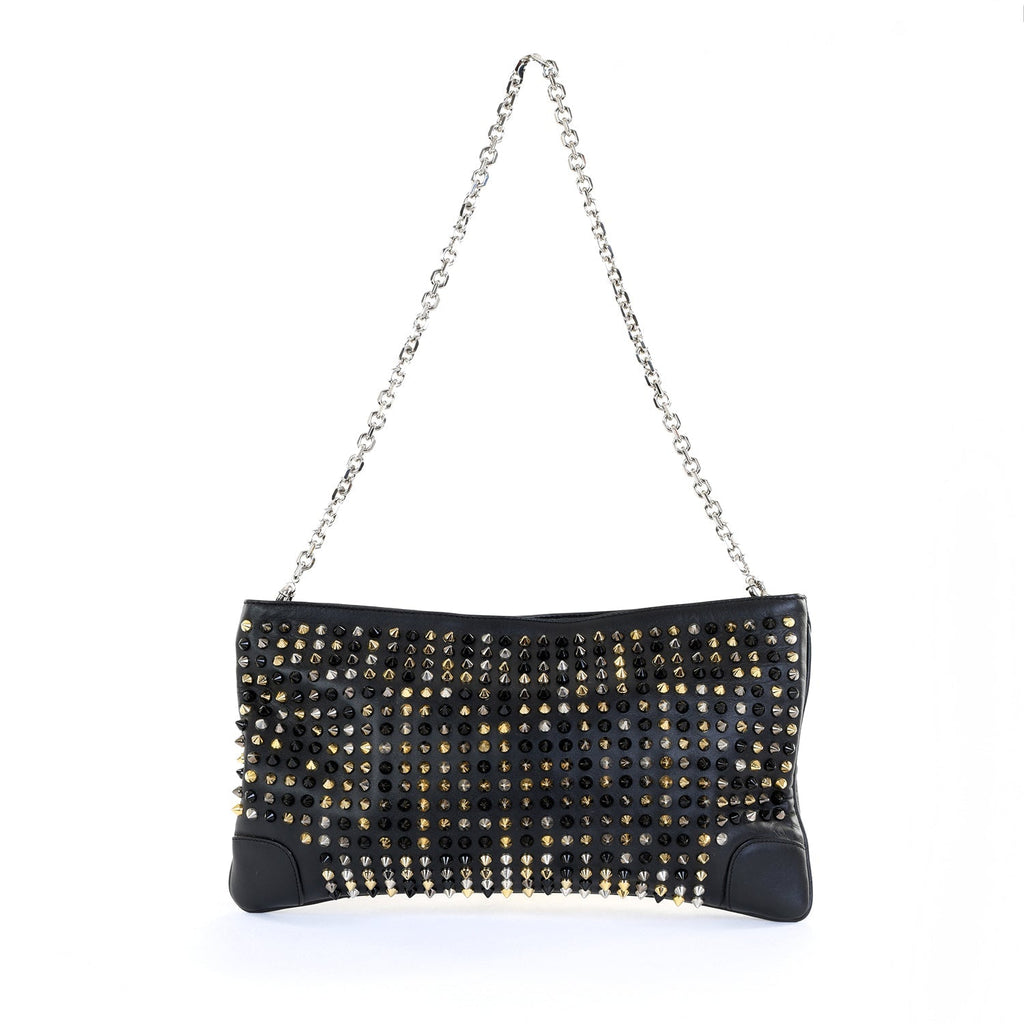 Loubiposh Mixed Metal Spiked Clutch