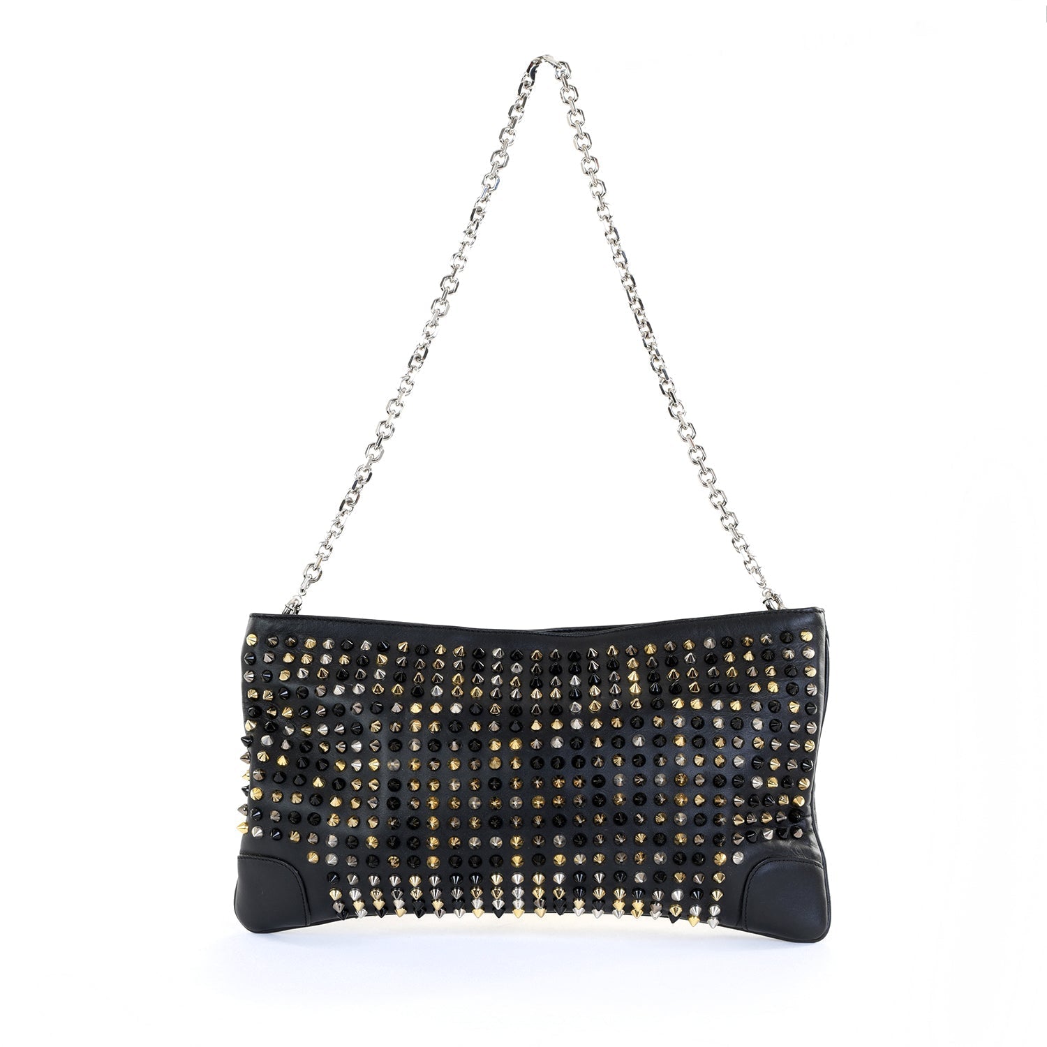 Loubiposh Mixed Metal Spiked Clutch