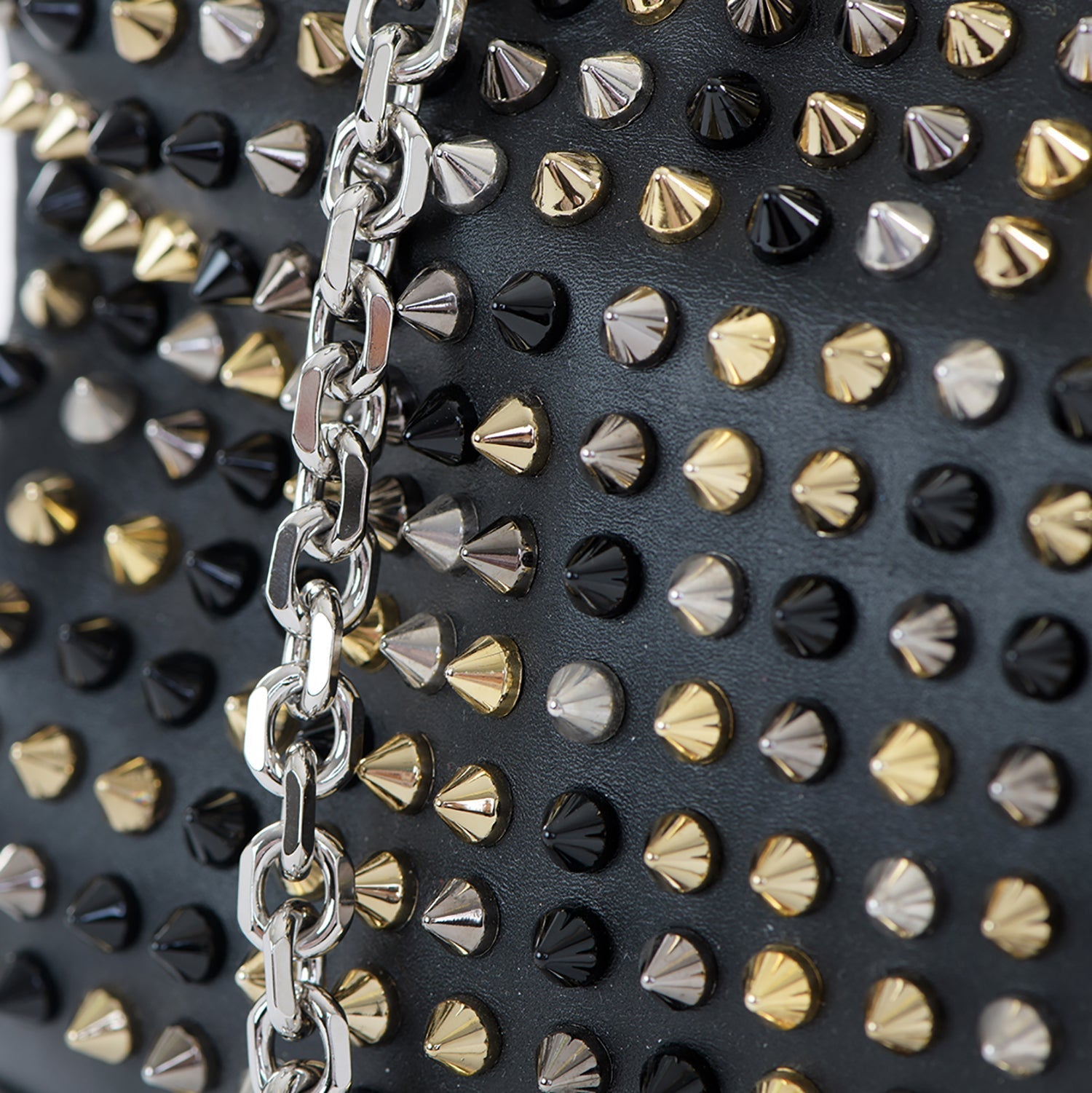 Loubiposh Mixed Metal Spiked Clutch