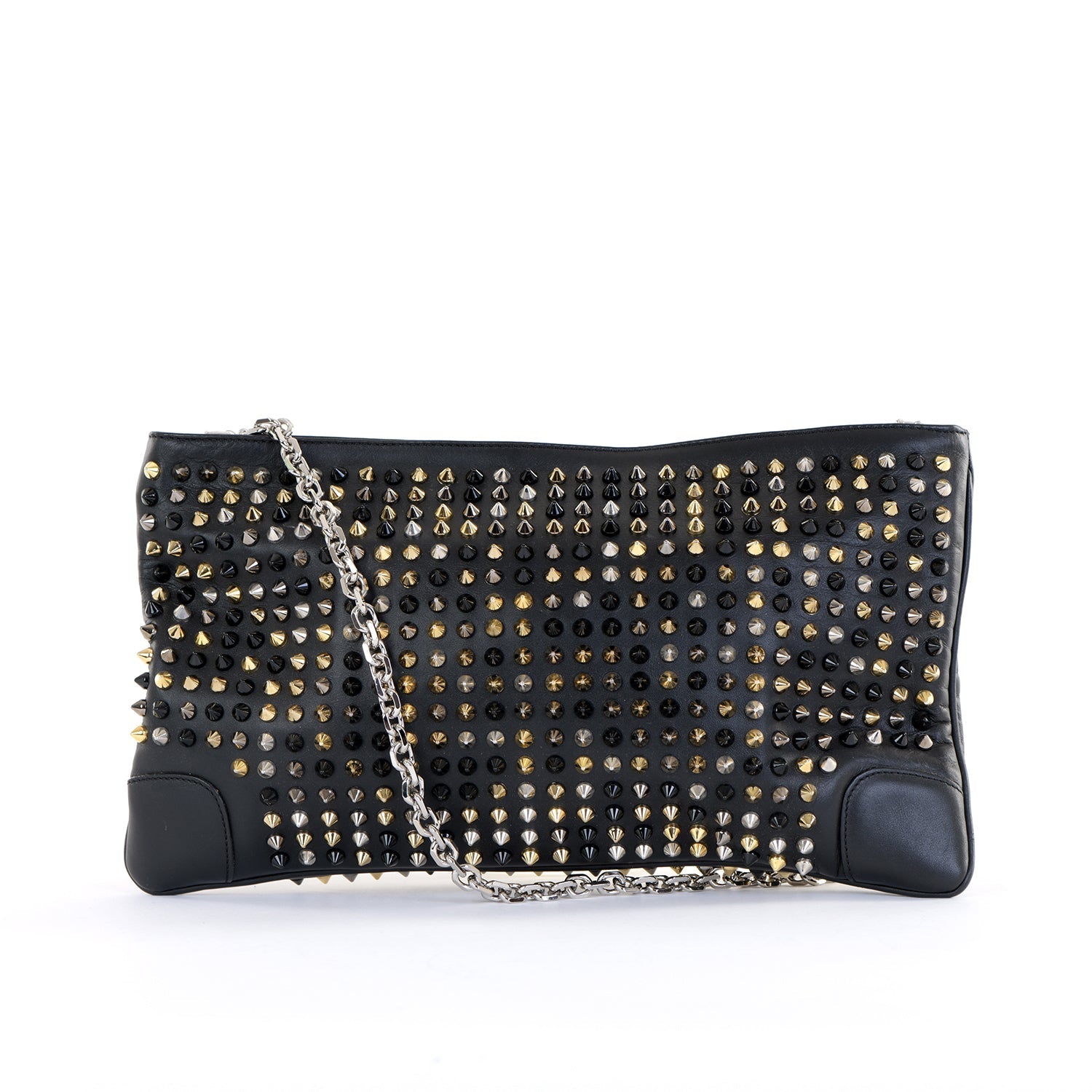 Loubiposh Mixed Metal Spiked Clutch
